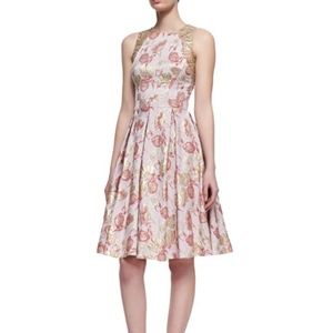 Carmen Marc Valvo Pink Floral Brocade dress a-line